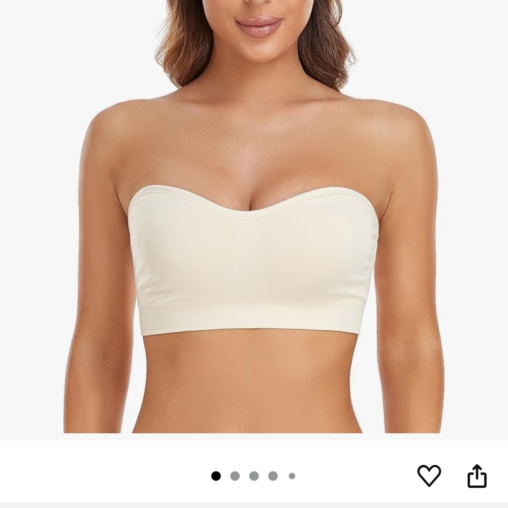 Bandeau Strapless Non-Slip Silicone Padded Wireless Tube Top Bra (set of two)